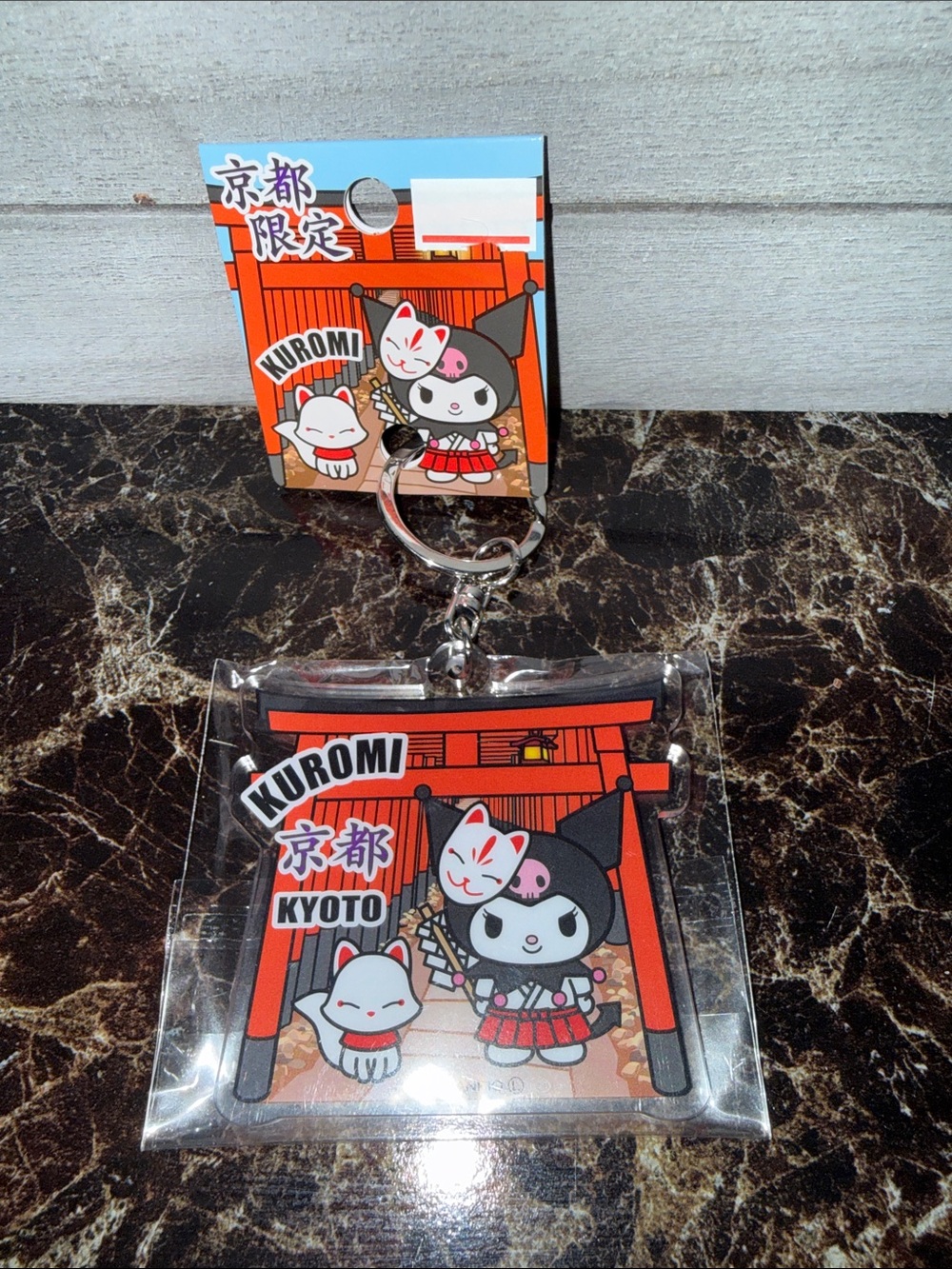 Sanrio Kuromi Kyoto Torii Acrylic Keychain - Red, Black & White - Japan keychain